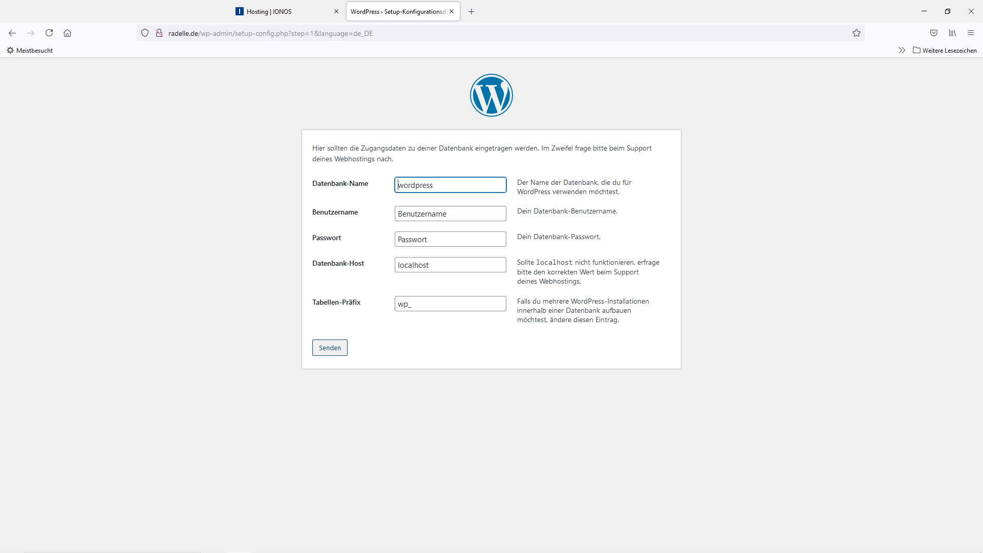 WordPress DB Kenndaten