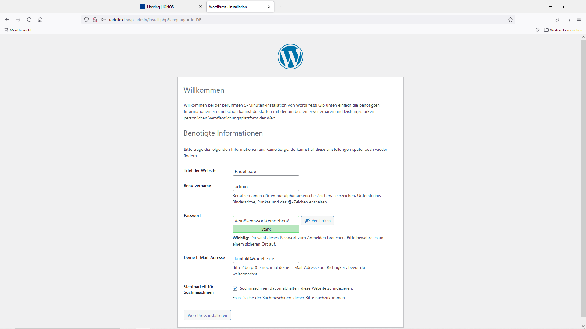 WordPress Basisinformation Kennungen
